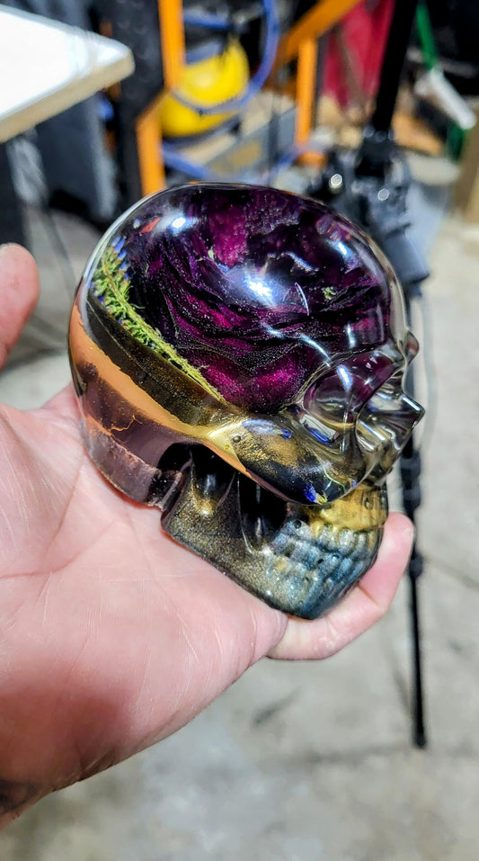 Black Gold Rose skull