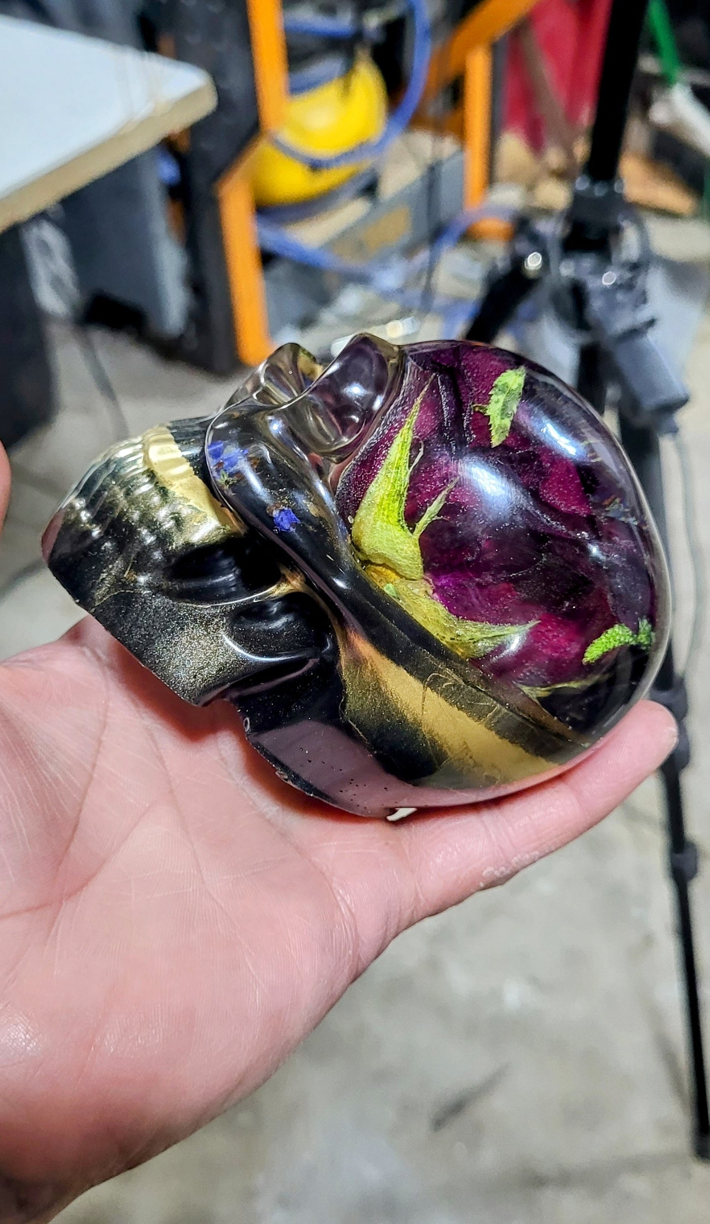 Black Gold Rose skull