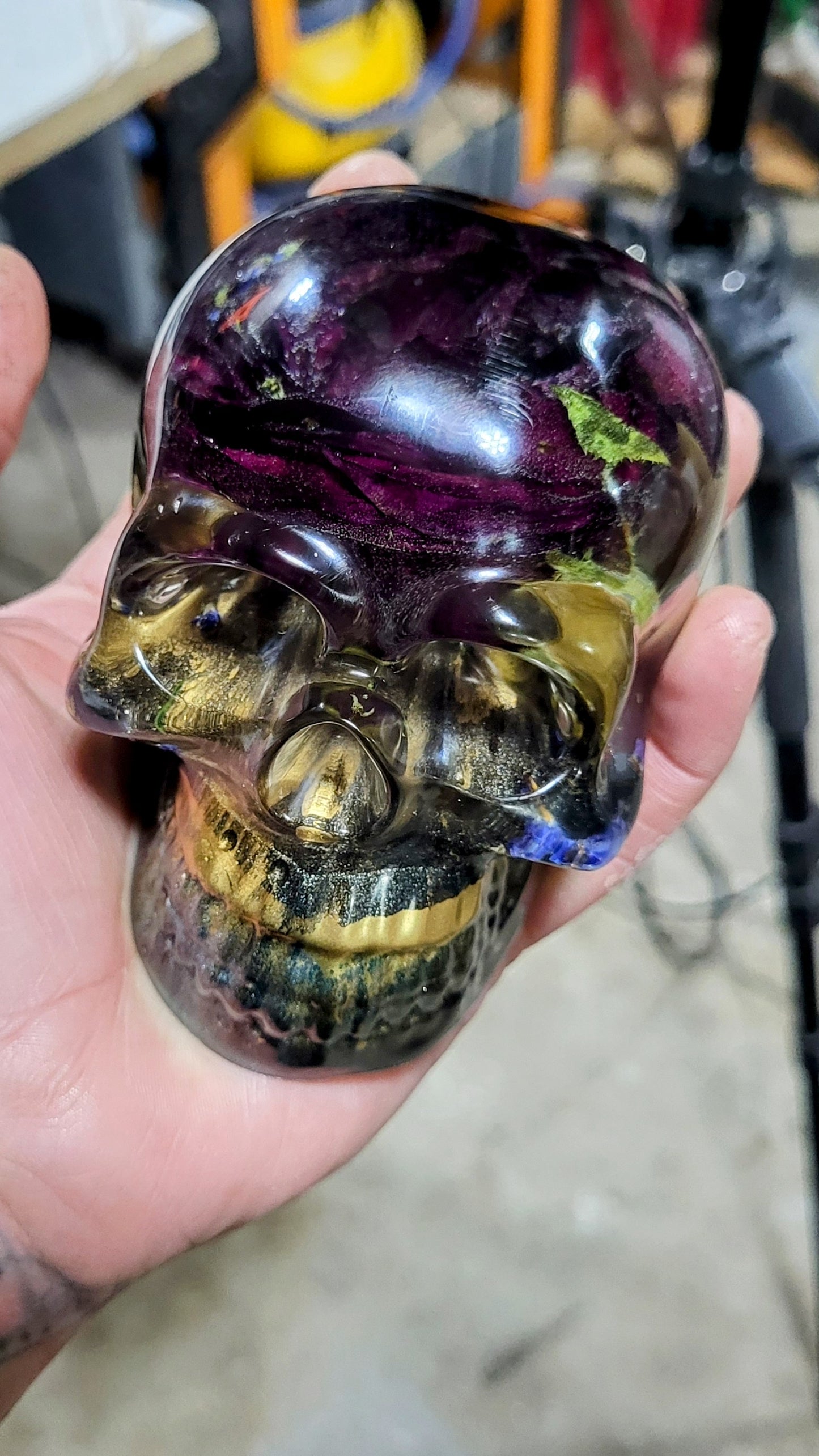 Black Gold Rose skull