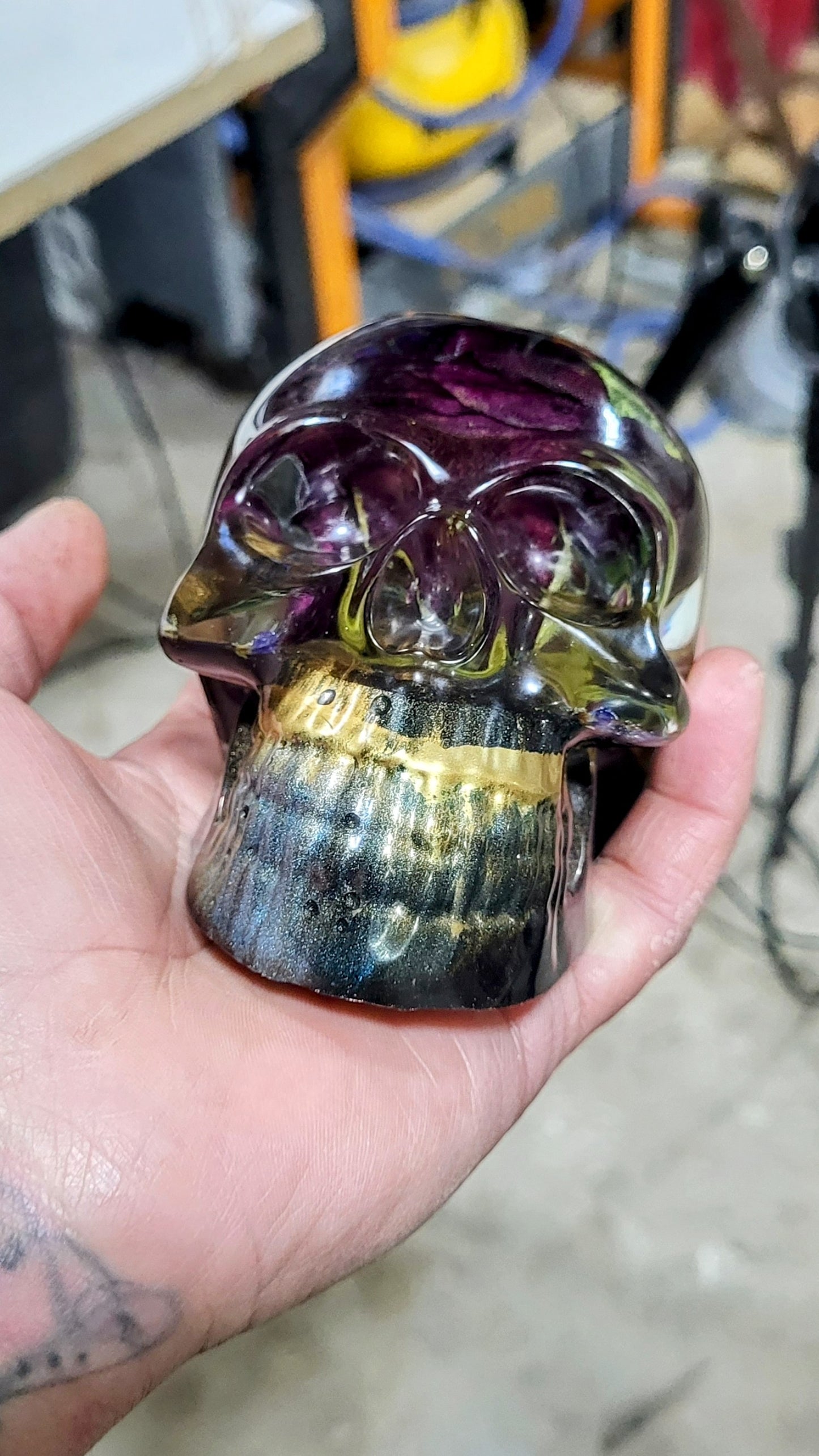Black Gold Rose skull
