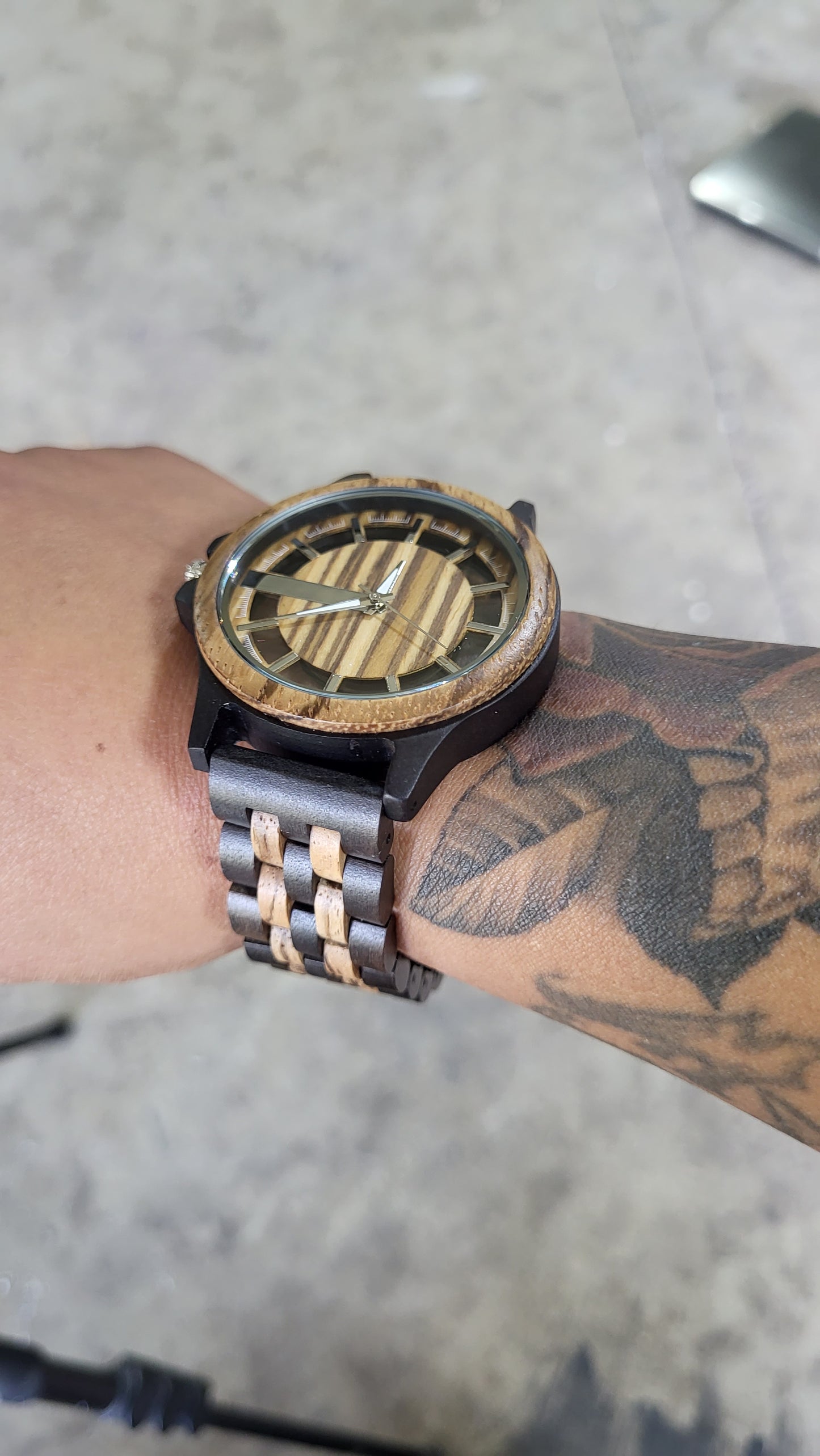 Skeleton Dial Wood Watch
