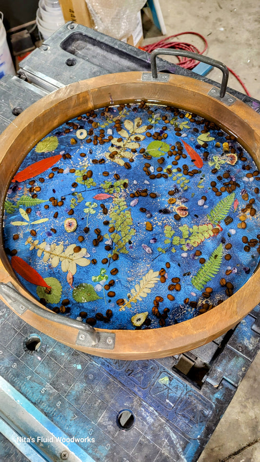 Floral Wood Tray