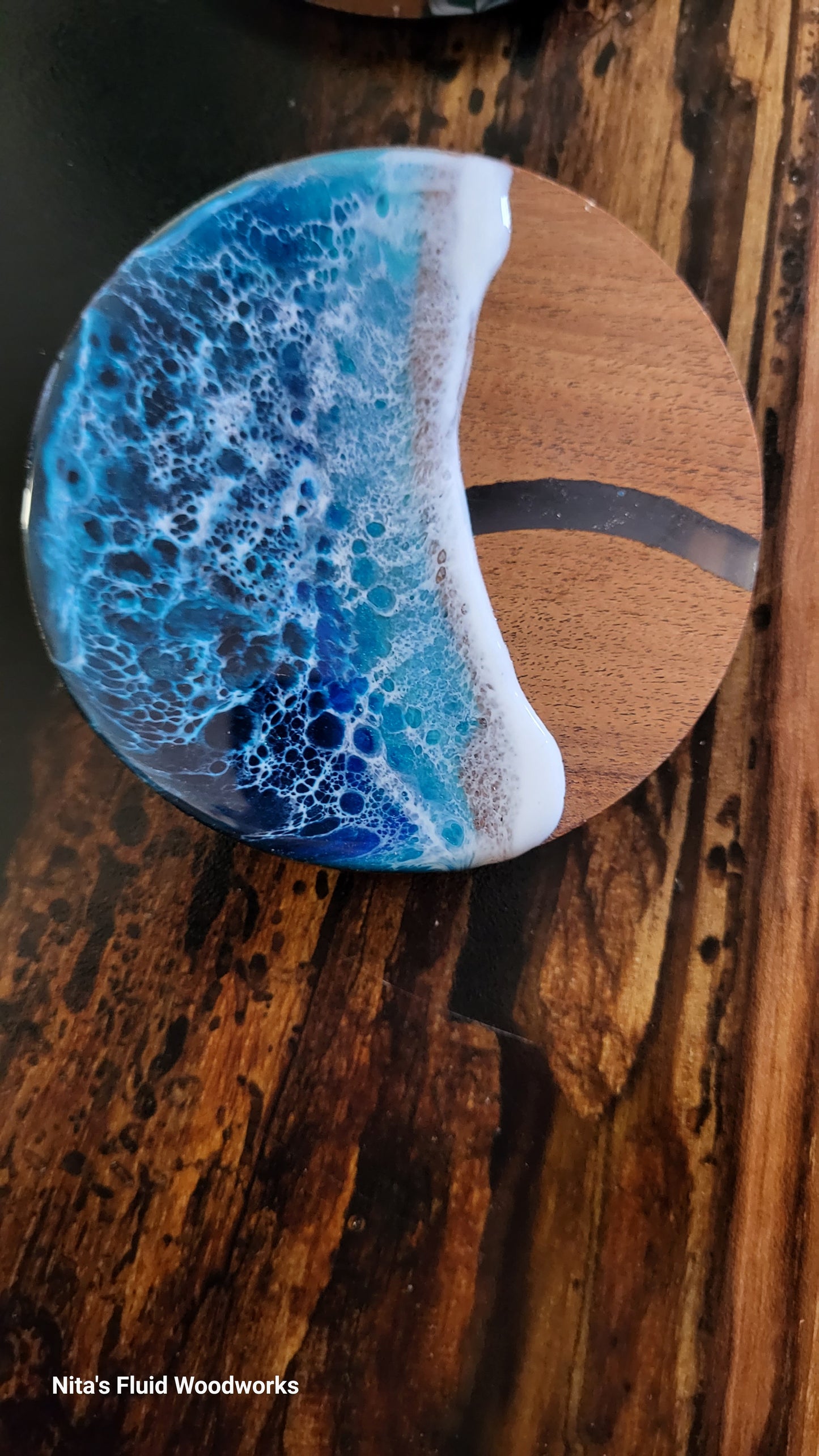 Ocean Resin/Wood Tree Ornament