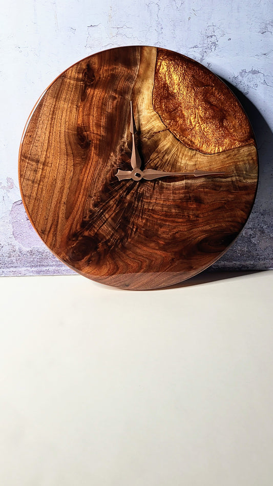 Bronze Resin Wood Clock
