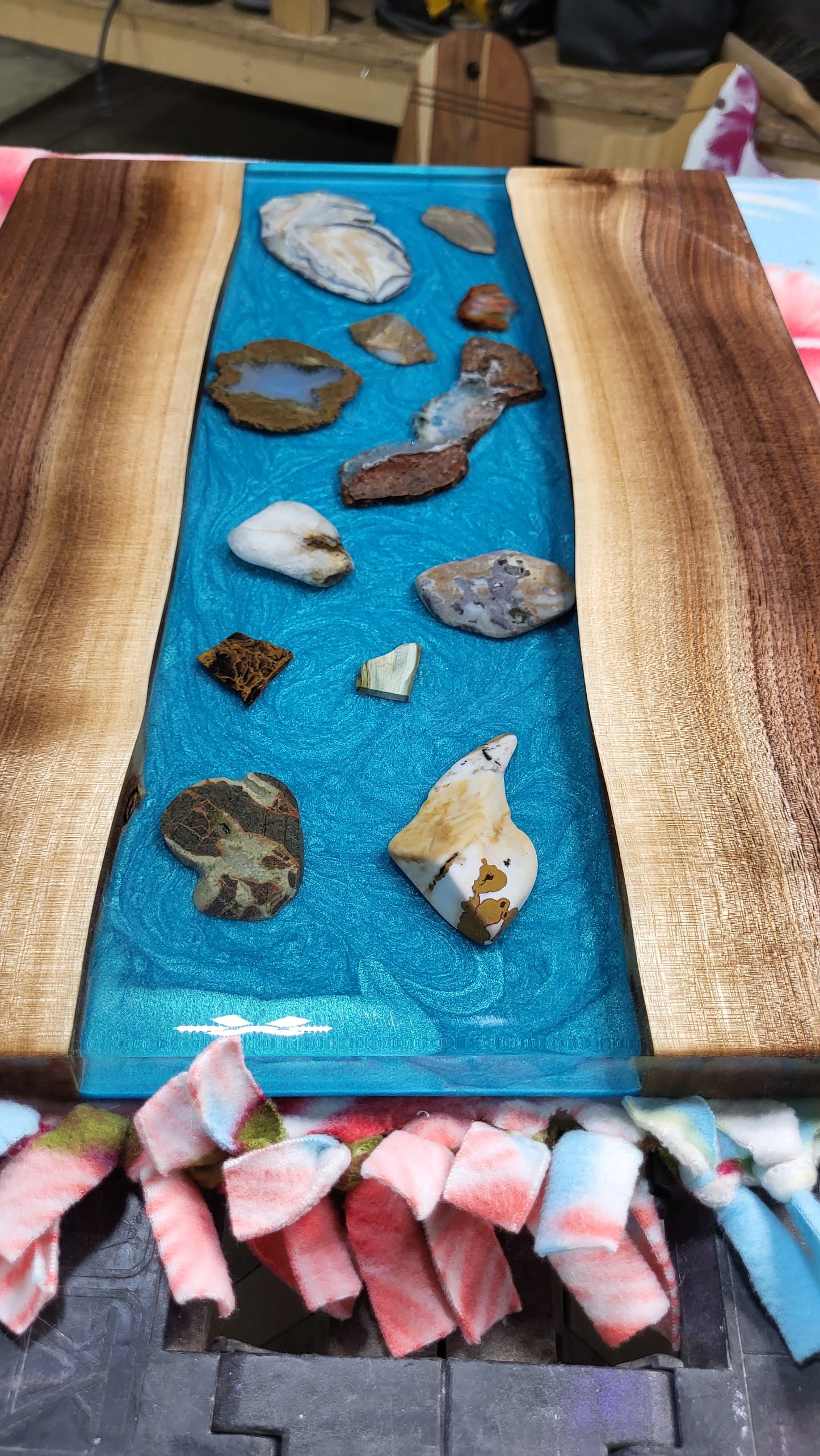 XL Blue geode table/charcuterie board