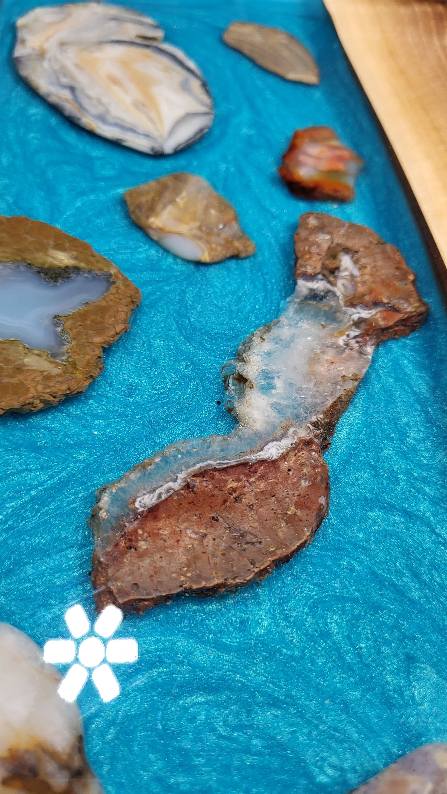 XL Blue geode table/charcuterie board