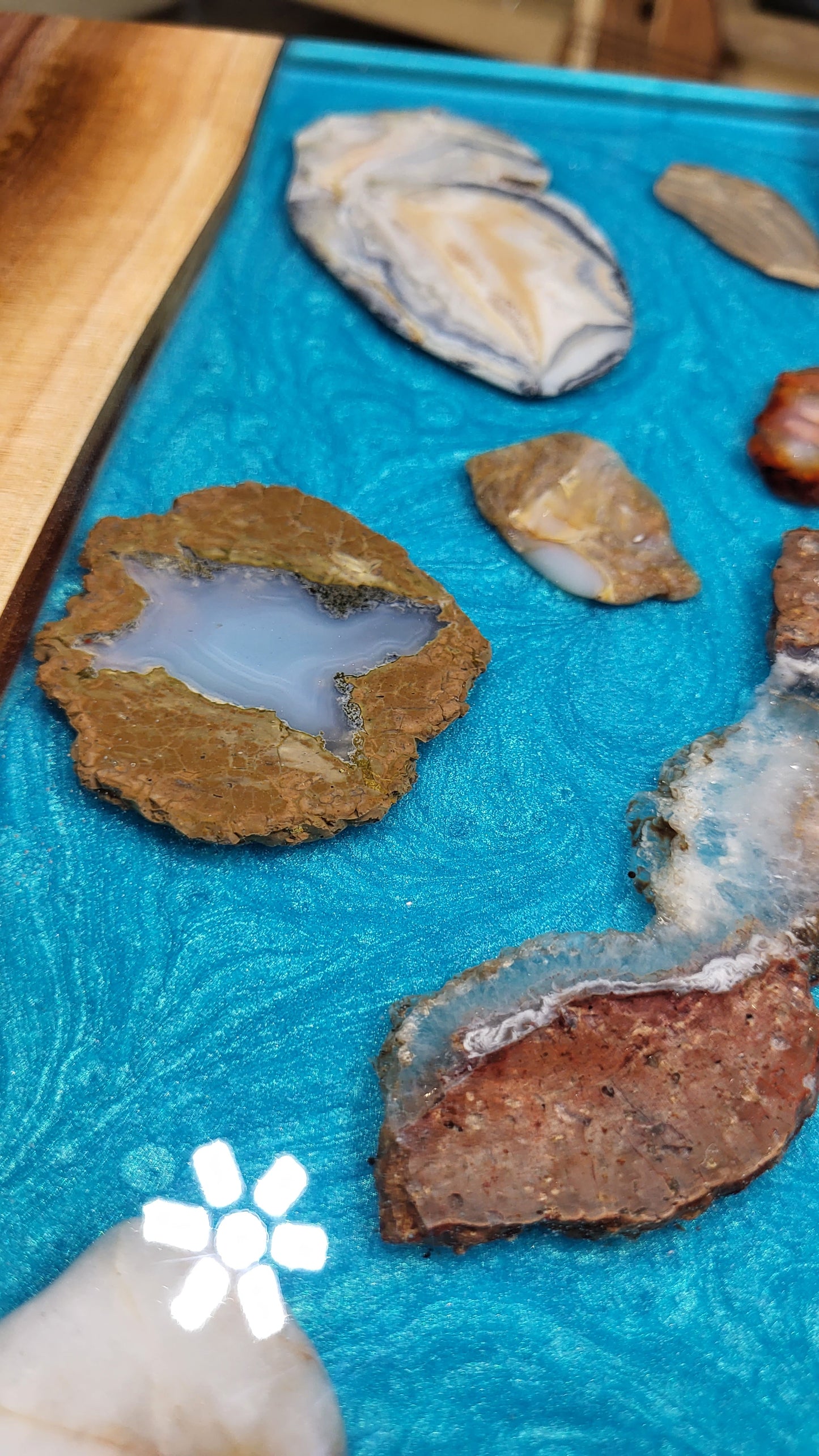 XL Blue geode table/charcuterie board