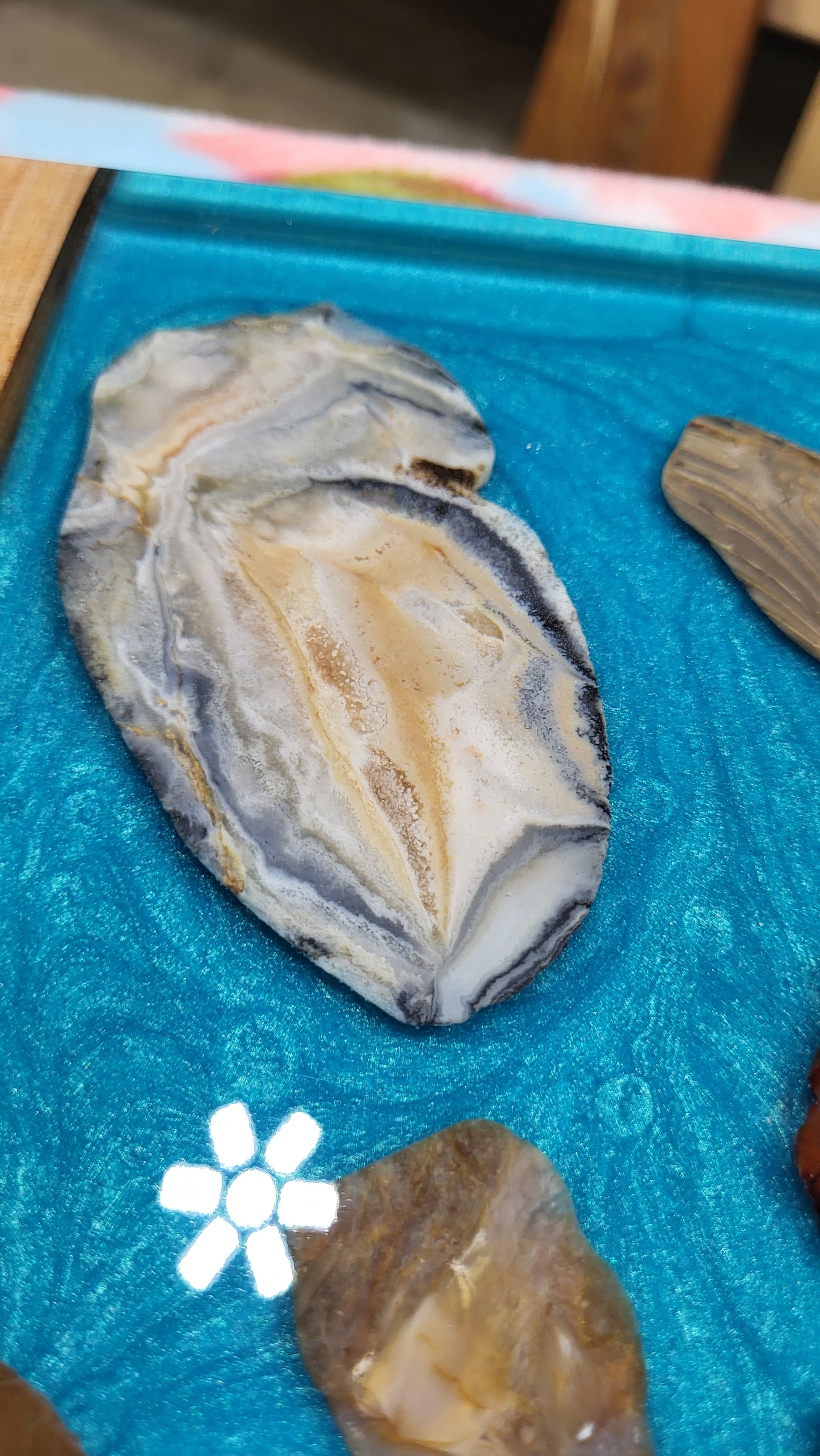 XL Blue geode table/charcuterie board