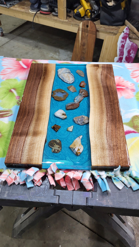 XL Blue geode table/charcuterie board