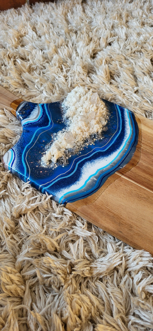 Blue Resin Geode Charcuterie