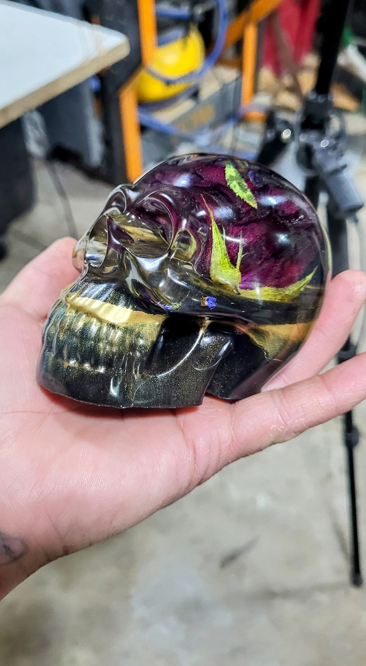 Black Gold Rose skull
