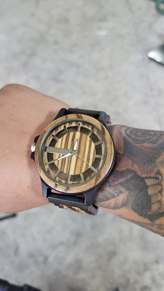 Skeleton Dial Wood Watch