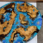 Handcrafted Resin Ocean Table with Aegean Olive Wood & Petoskey Stones | Nita's Fluid Wood