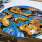 Handcrafted Resin Ocean Table with Aegean Olive Wood & Petoskey Stones | Nita's Fluid Wood