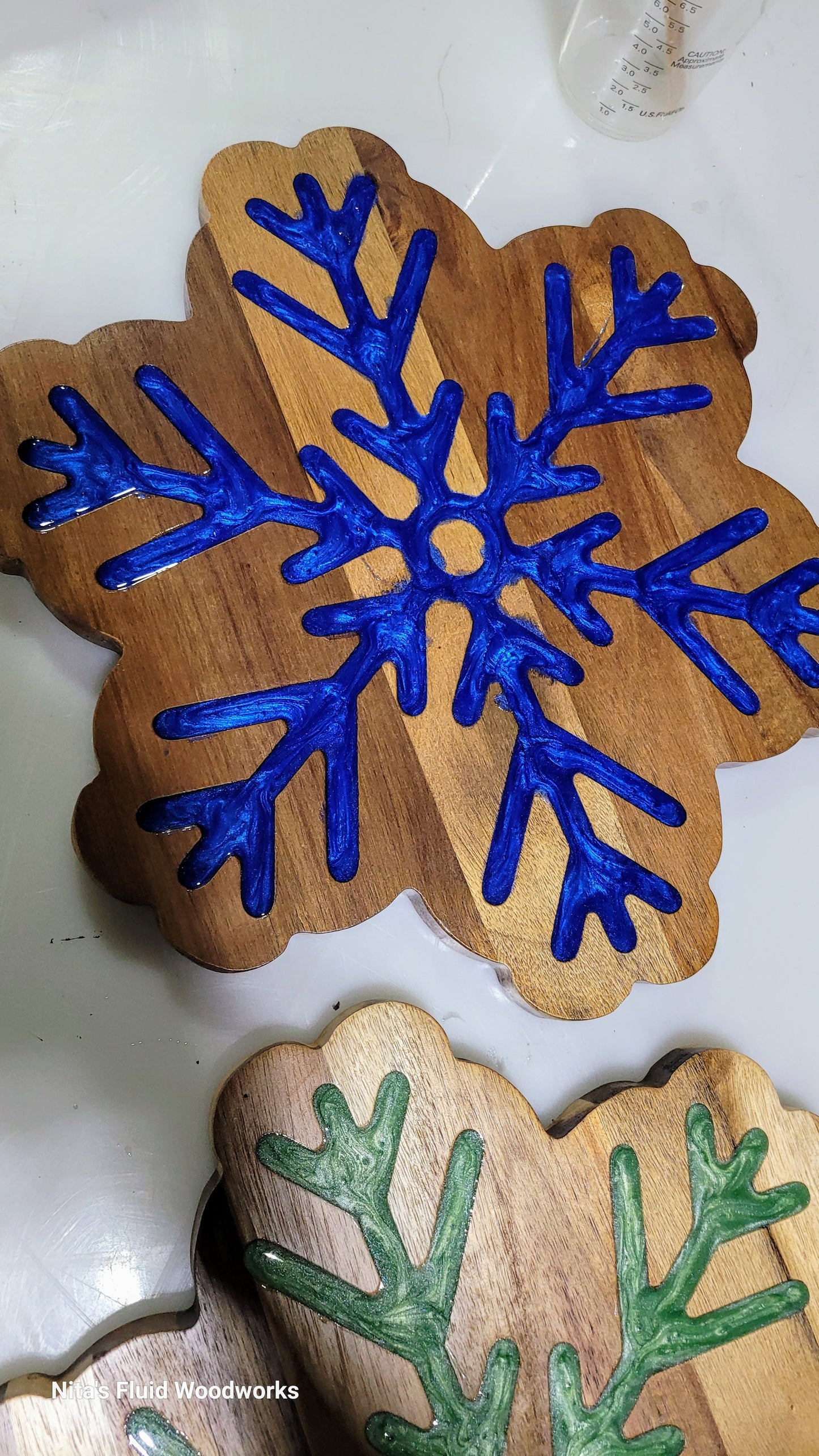 Wood Snowflake w Resin Inlay