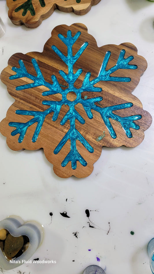 Wood Snowflake w Resin Inlay