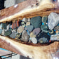  Custom Wedding Table with Beach Rocks – Handcrafted Resin & Wood Keepsake