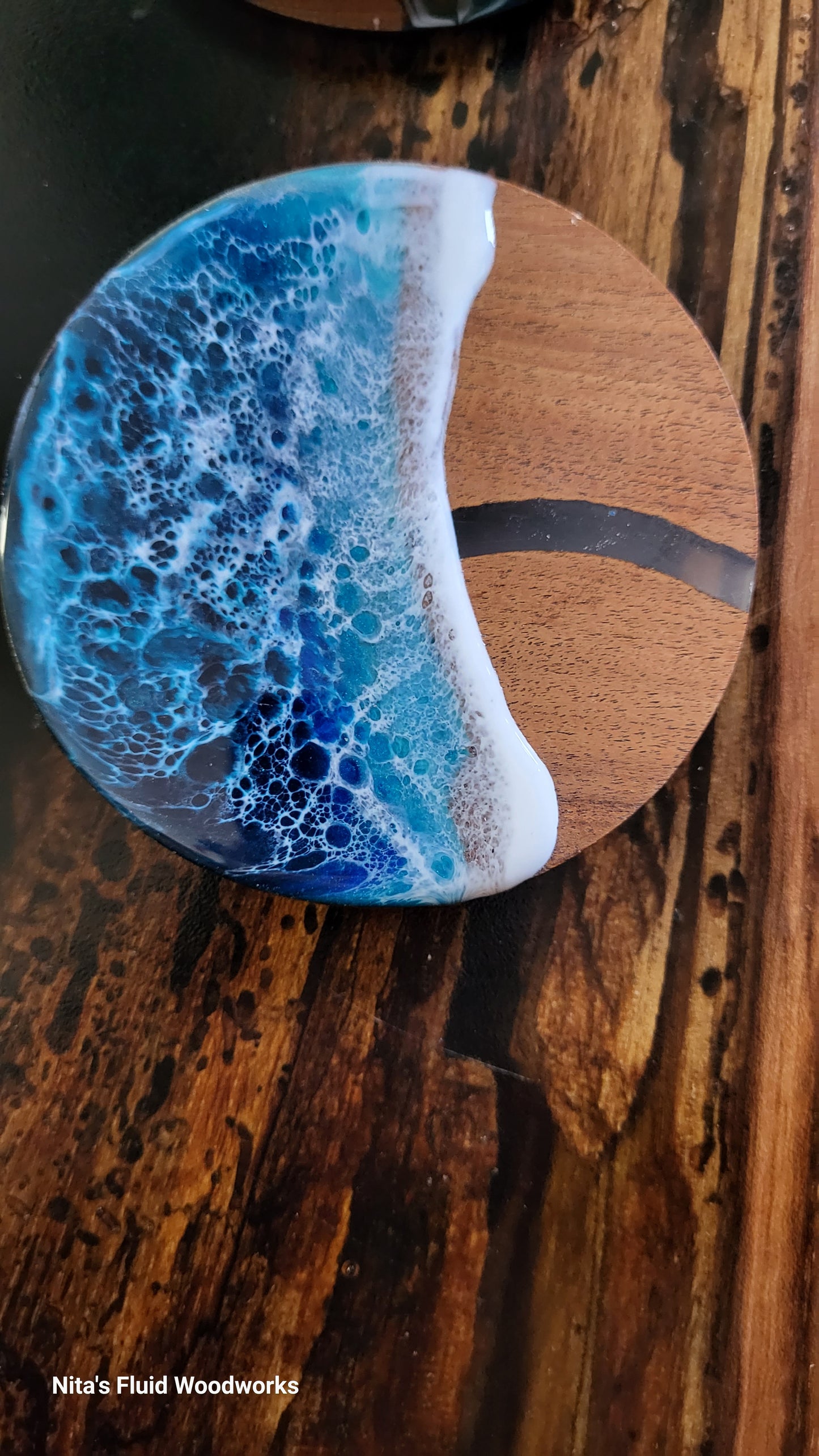 Ocean Resin/Wood Tree Ornament