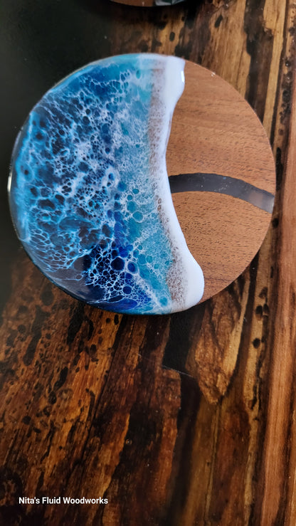Ocean Resin/Wood Tree Ornament