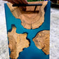 Teal Wood Serving Tray, Resin Olivewood Charcuterie Board