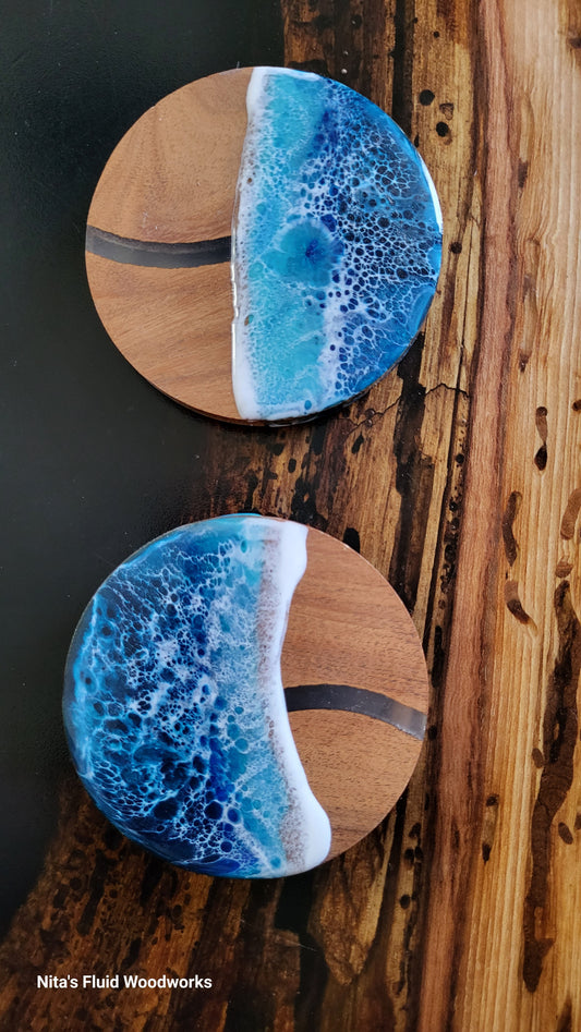 Ocean Resin/Wood Tree Ornament