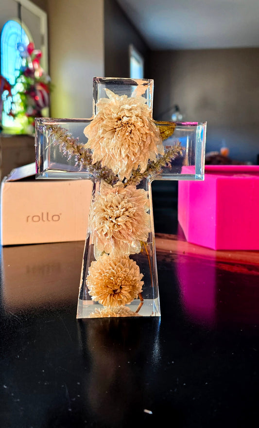 Flower Resin Cross
