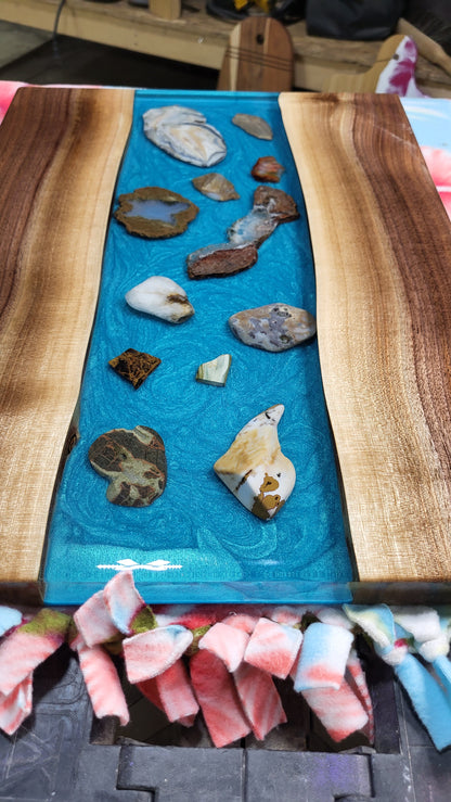 XL Blue geode table/charcuterie board