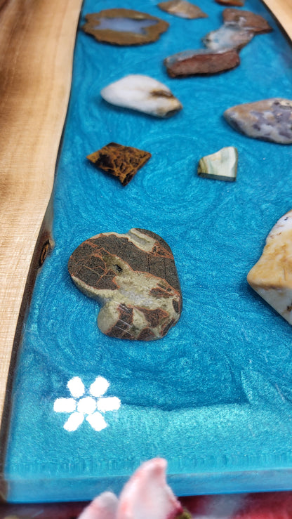 XL Blue geode table/charcuterie board