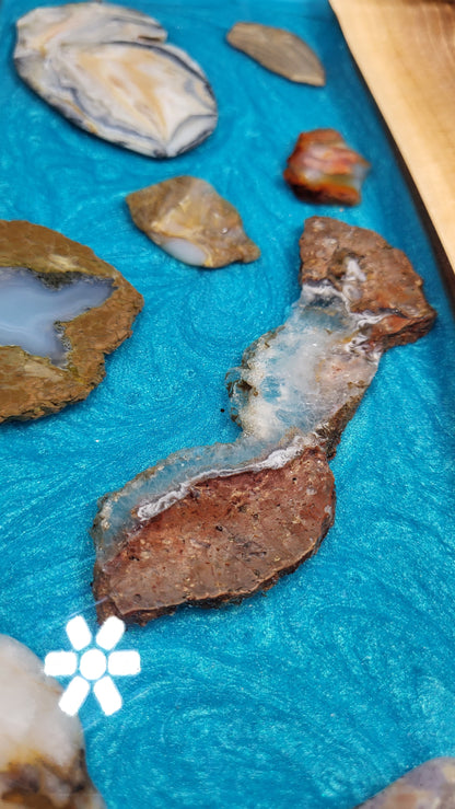 XL Blue geode table/charcuterie board